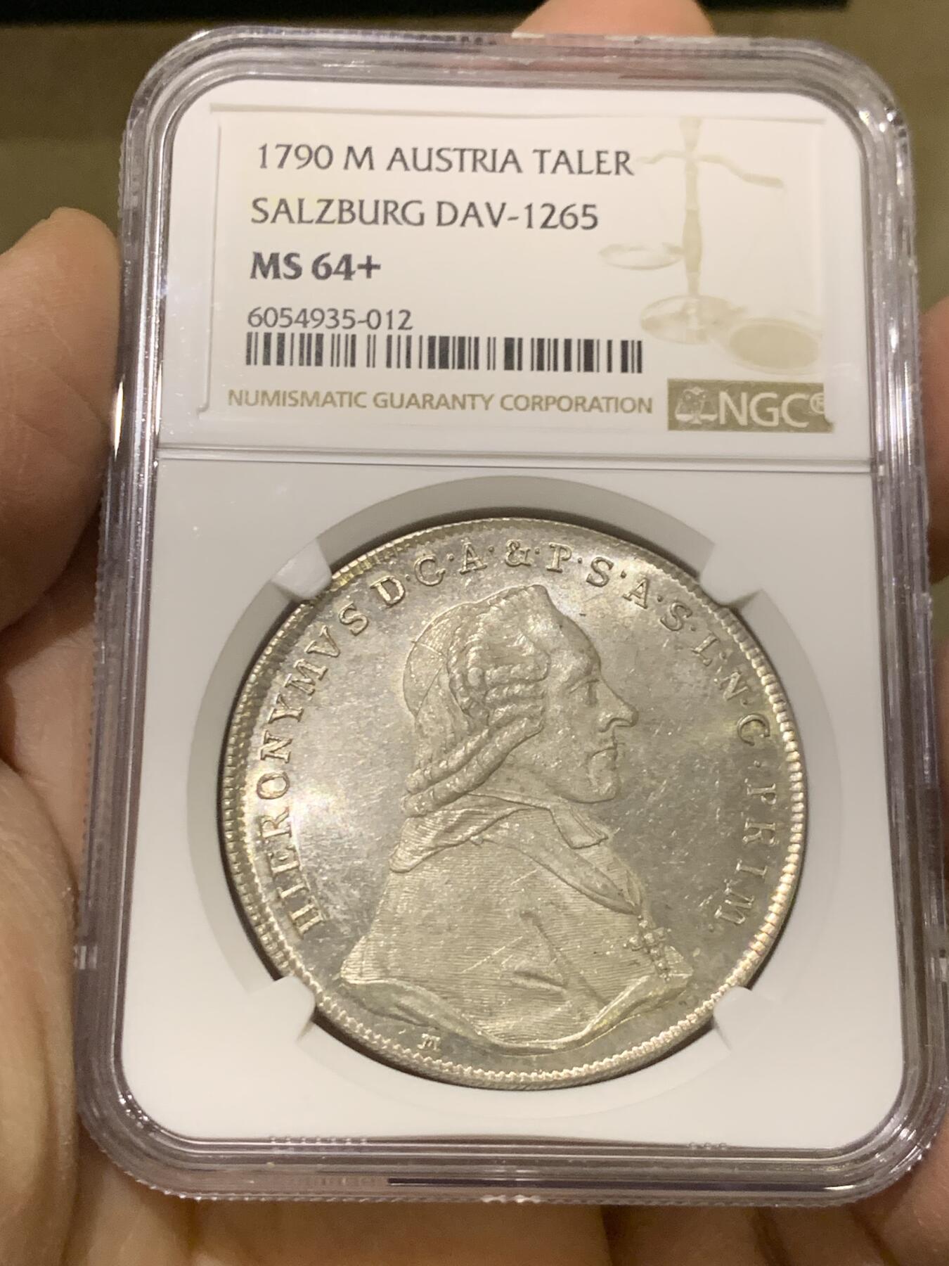 《竞宝斋》第464场 周日，周一，周二，3场连拍 （全场包邮）欢迎送拍 唯一冠军分 NGC MA64+ 1790 萨尔茨堡亲王大主教 泰勒大银币 绝美状态历经200多年犹如初铸 全甚打PL底板 入手便是所有