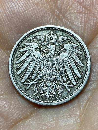 2026年第十九场(总第一百八十八场）外国好品散币场(免佣金) - 流通好品–德意志帝国1908年5芬尼(威廉二世时期，A标柏林造)