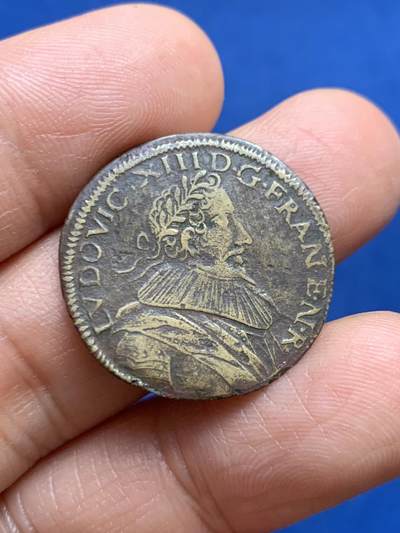 《竞宝斋》第465场 周日，周一，周二，3场连拍 （全场包邮）欢迎送拍 - 法国早期路易十三铜质代币，2.84g，24.9mm