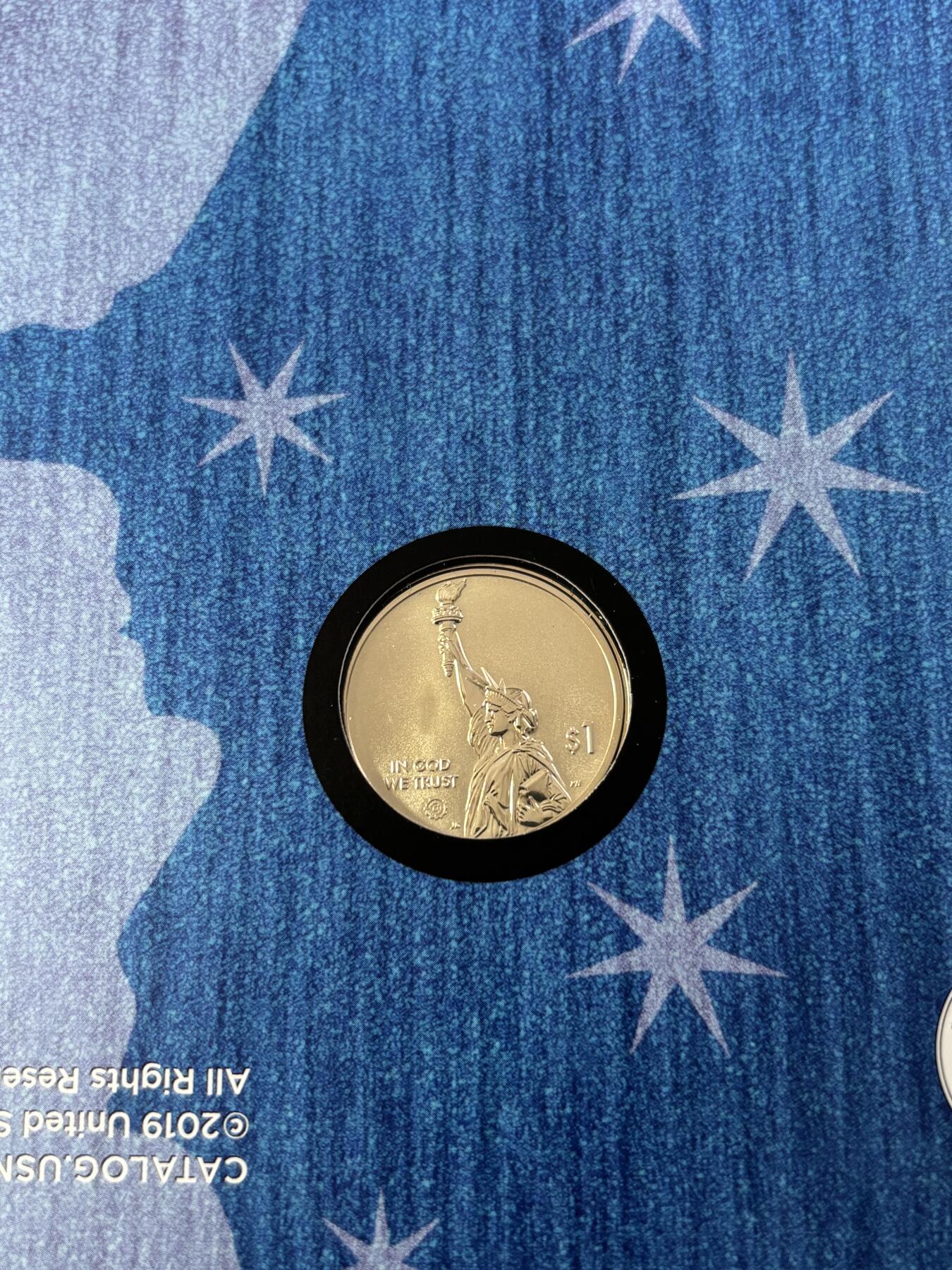 第190期拍卖 美国12019年1美元反精制纪念币 美国创新 卡装