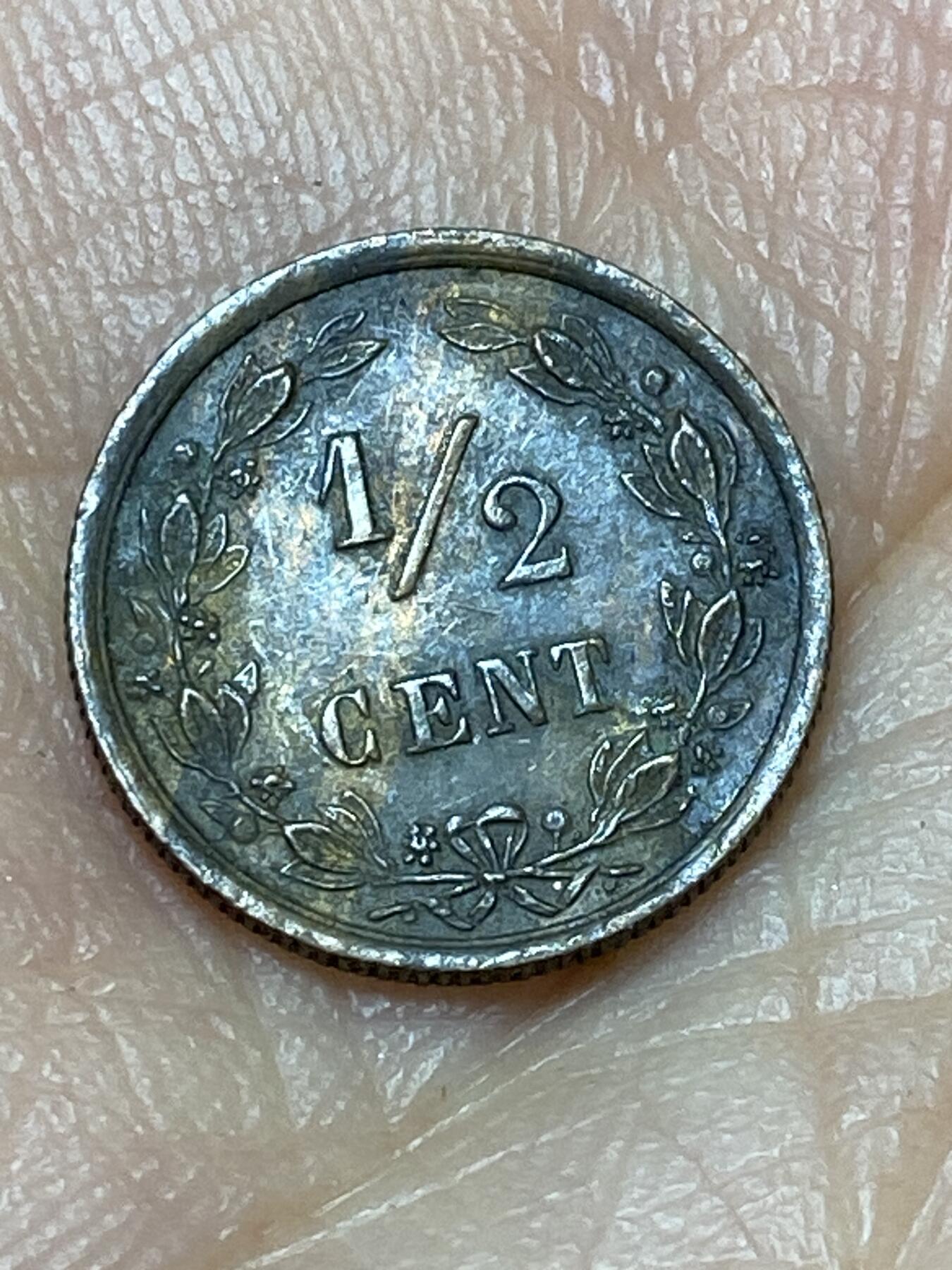 2026年第十九场(总第一百八十八场）外国好品散币场(免佣金) 荷兰🇳🇱1885年1/2分(威廉三世时期，Boradaxe–宽刃斧标)