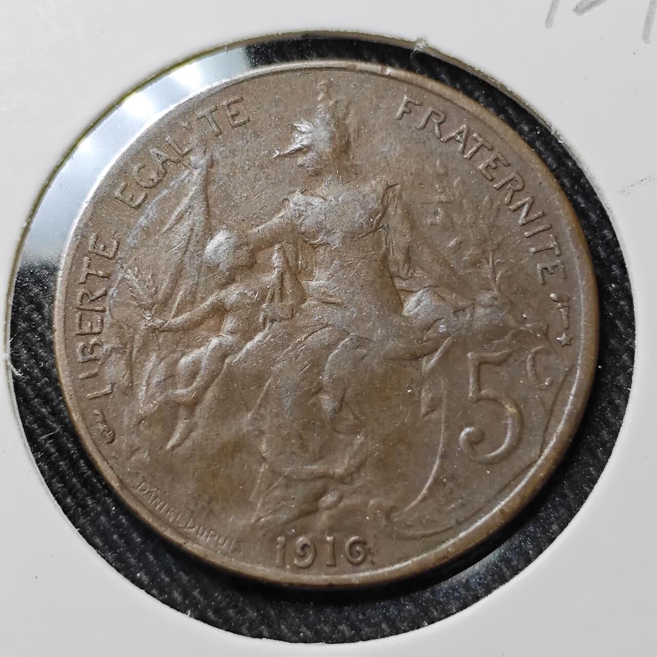 KK钱币收藏小铺  第392期  2月预留时间 周末发货  1916法国5分