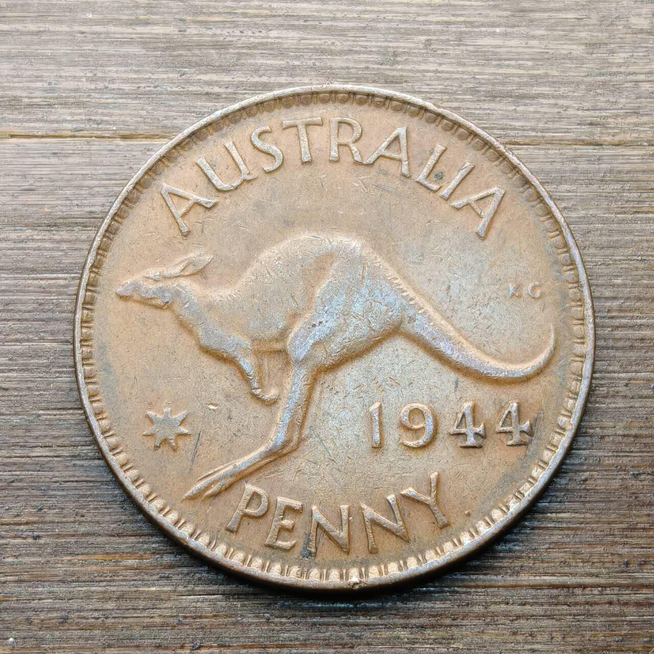 【本场4.12号发货】★第145★散币专场 不寄存，30包邮。不满30元，支付5元运费。《接受代拍 代送NGC评级》 46【无寄存】澳大利亚 乔治六世 1944年 1便士 大洋洲 