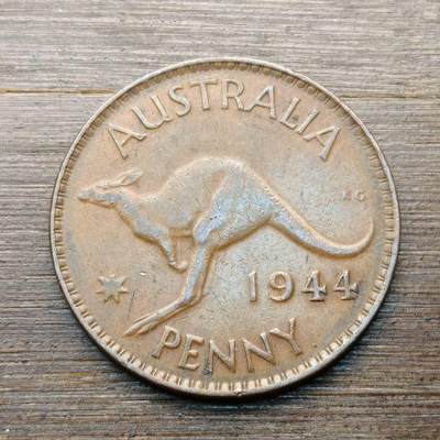【本场4.12号发货】★第145★散币专场 不寄存，30包邮。不满30元，支付5元运费。《接受代拍 代送NGC评级》 - 46【无寄存】澳大利亚 乔治六世 1944年 1便士 大洋洲 