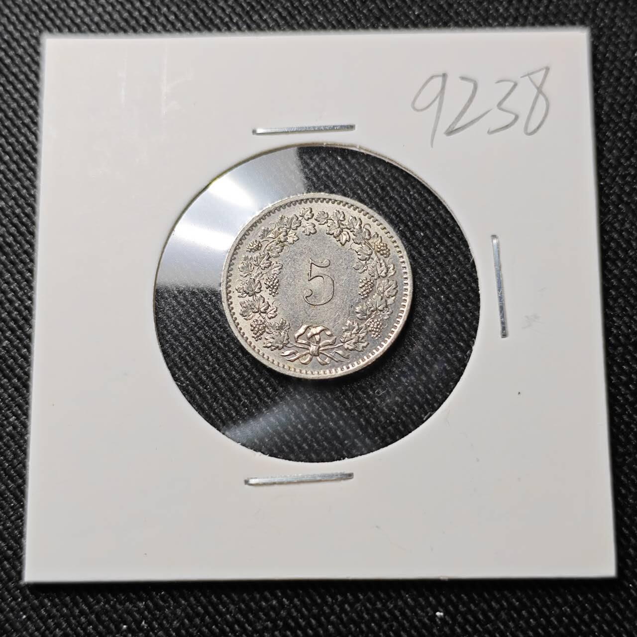 KK钱币收藏小铺  第392期  2月预留时间 周末发货  瑞士5分