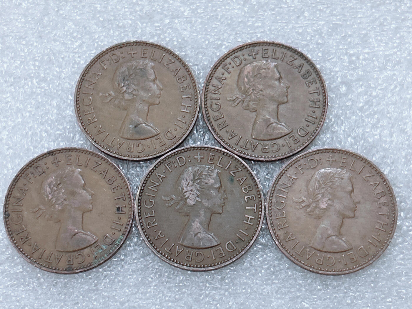 第一海外回流一元起拍收藏 散集专场  第299期 英国伊丽莎白二世1/2便士铜币 5枚