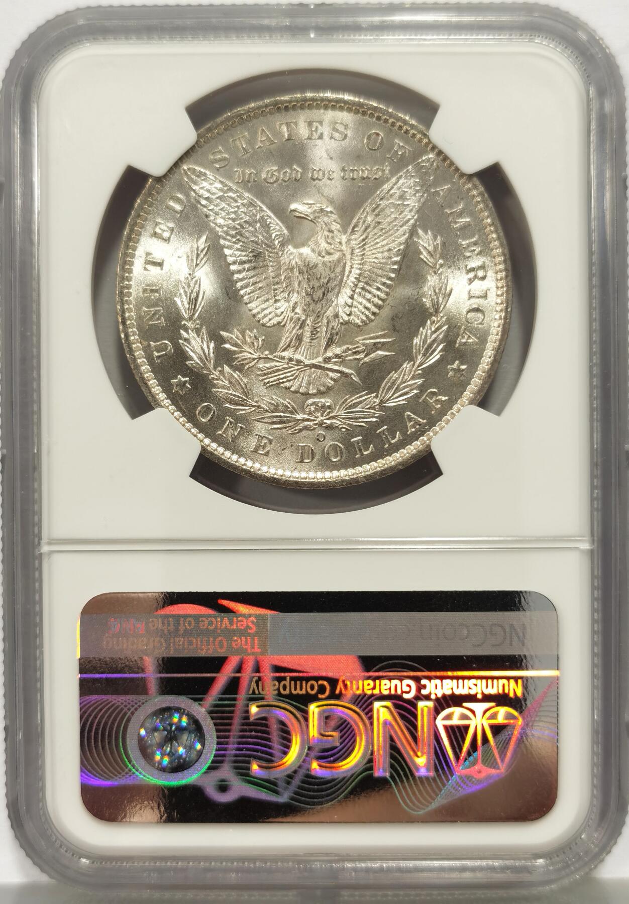 博洋堂“心向春光”2月精品大拍专场暨第160期（全场包邮） NGC MS63 美国1885年摩根银币，卷首极品五彩，背面凝霜转光，状态很好。