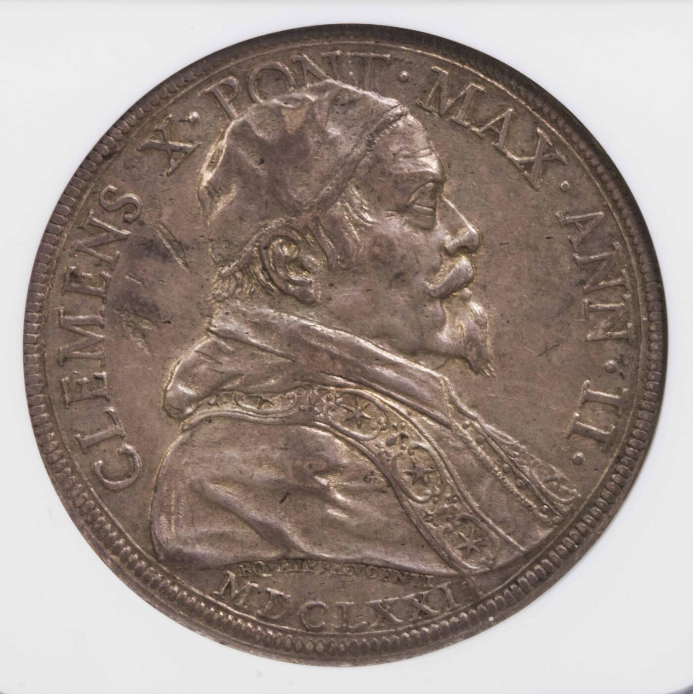 NGC-AU55 1672教皇国克莱蒙特十世皮亚斯特大银 唯一冠军分