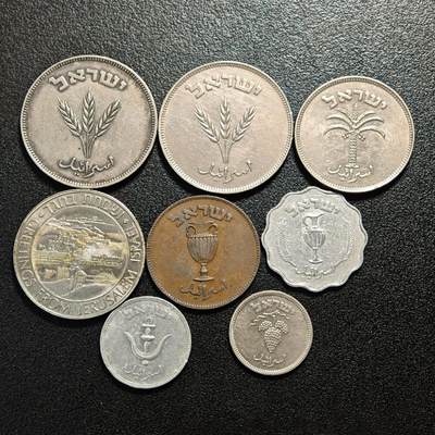 【德藏】世界币章拍卖第164期（拍品征集中~欢迎藏友联系） - 8枚一组 以色列1、10、25、100、250普鲁塔硬币