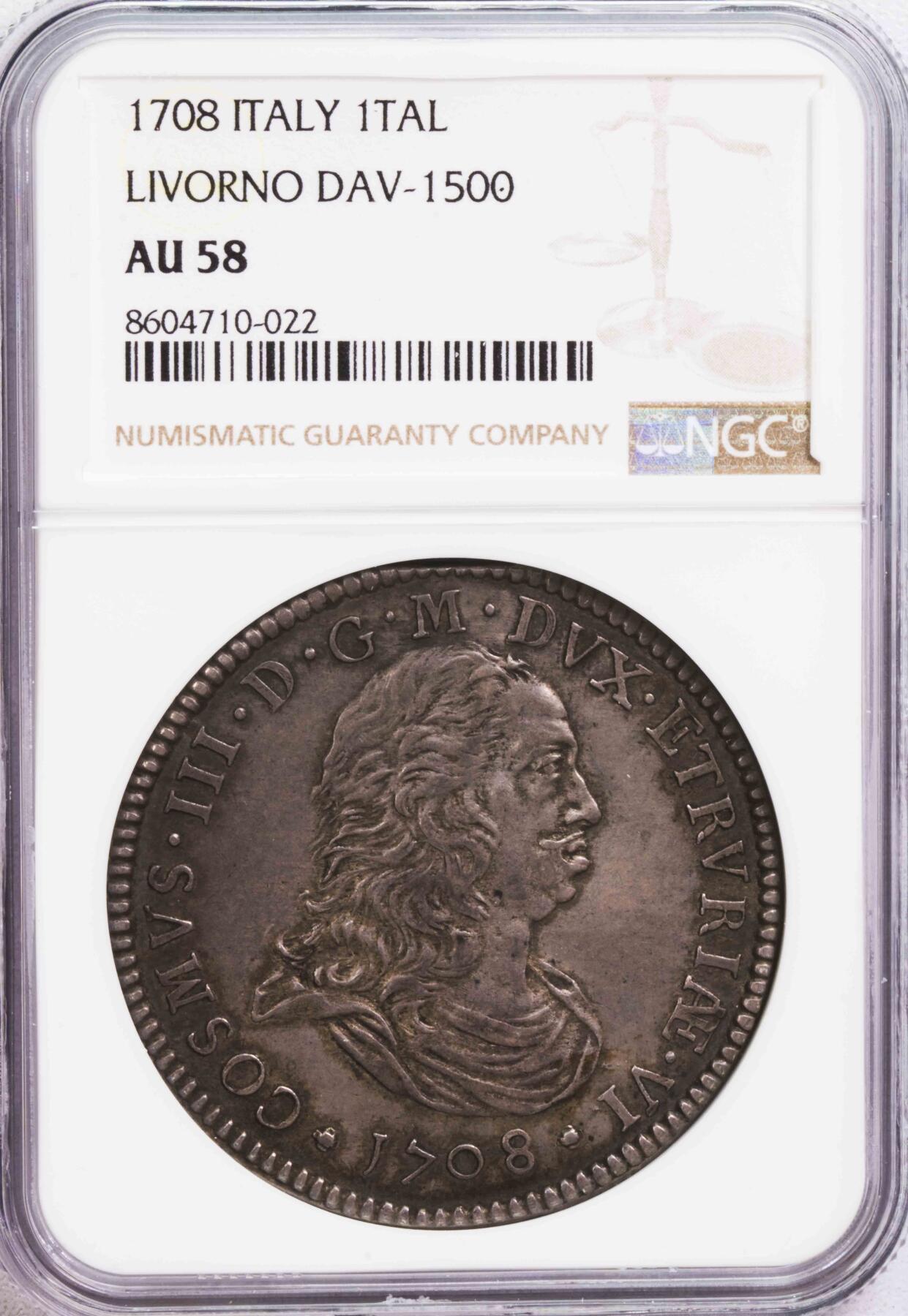 NGC-AU58 1708意大利利沃诺美第奇家族城堡司库多大银