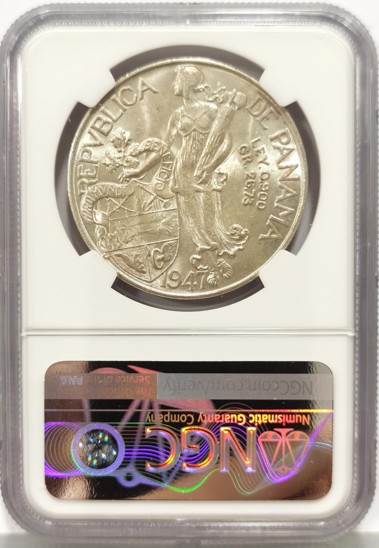 博洋堂“心向春光”2月精品大拍专场暨第160期（全场包邮） NGC MS64 巴拿马1947年1波拿巴大银币，可入藏的品相