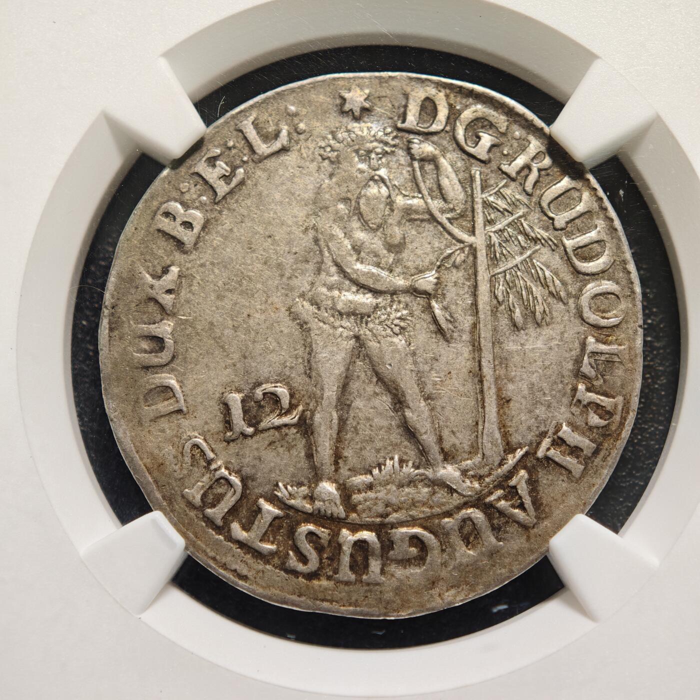 【德藏】世界币章拍卖第164期（拍品征集中~欢迎藏友联系） 1677年 德国布伦瑞克-沃尔芬比特尔12格罗申野人银币 NGC AU50