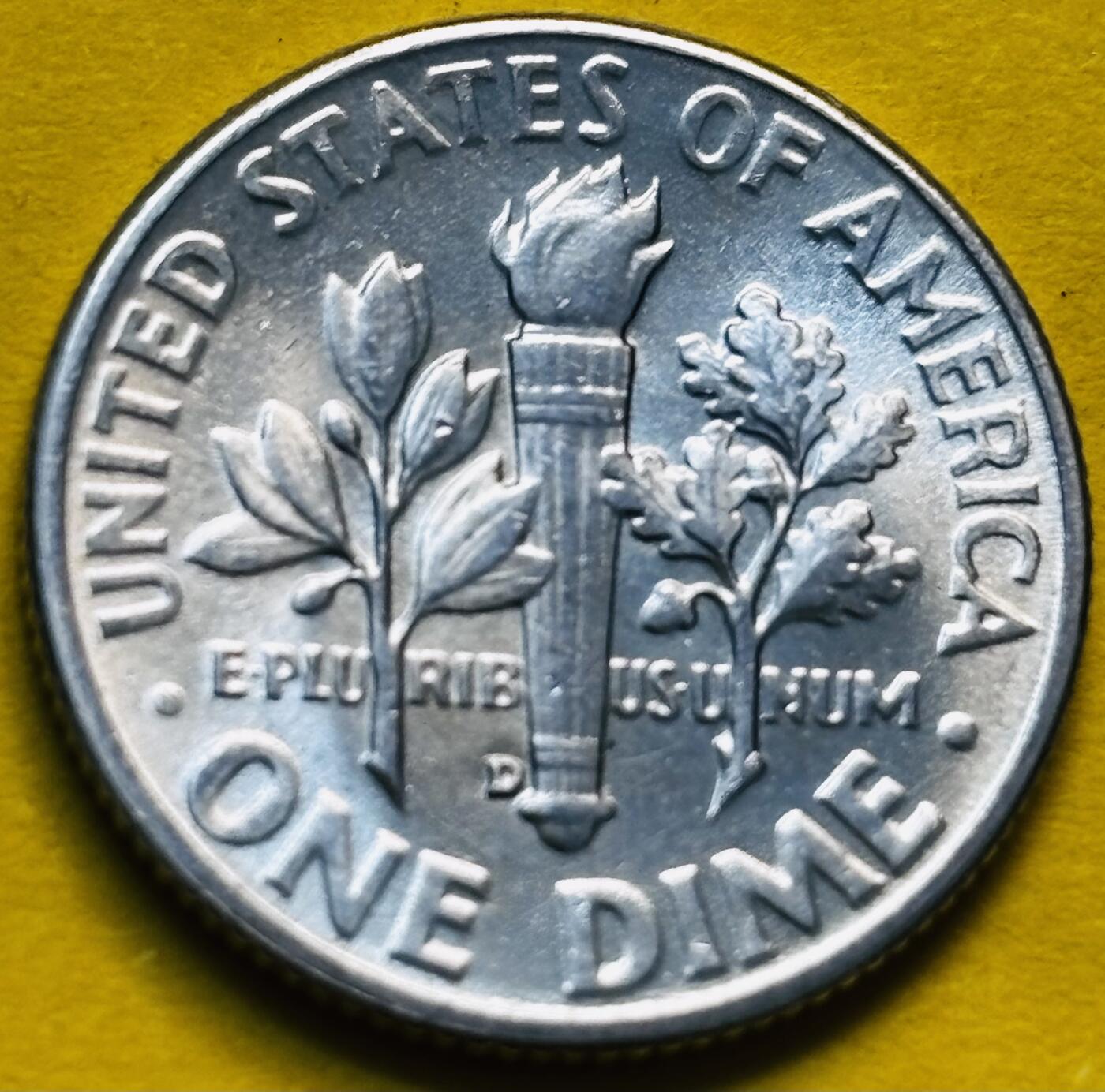 文馨钱币收藏第 293 场，春节前最后一期全部发出，将不予寄存，请悉知 原光好品 1955 年美国罗斯福 10 美分银币 D 版 2.5 克 900 银