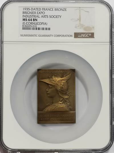 博洋堂“心向春光”2月精品大拍专场暨第160期（全场包邮） - NGC MS64BN 法国1935年戎装玛丽安娜女神铜章，42×59mm（大师罗蒂作品）