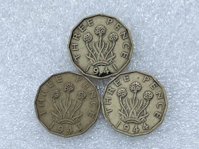 第一海外回流一元起拍收藏 散集专场  第299期 - 英国乔六3便士铜币 3枚 好品