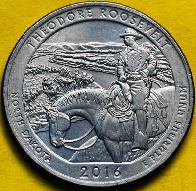 文馨钱币收藏第 293 场，春节前最后一期全部发出，将不予寄存，请悉知 - 2016年 美国 国家公园 25美分 北达科他州 牧马人