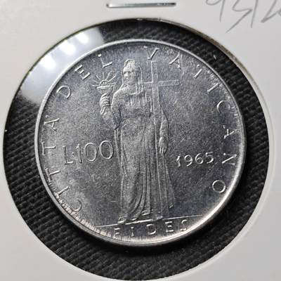 KK钱币收藏小铺  第393期  2月预留时间 周末发货 -  1965梵蒂冈100里拉