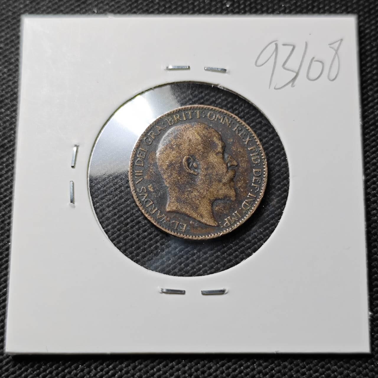 KK钱币收藏小铺  第393期  2月预留时间 周末发货  1909英国爱七1法新