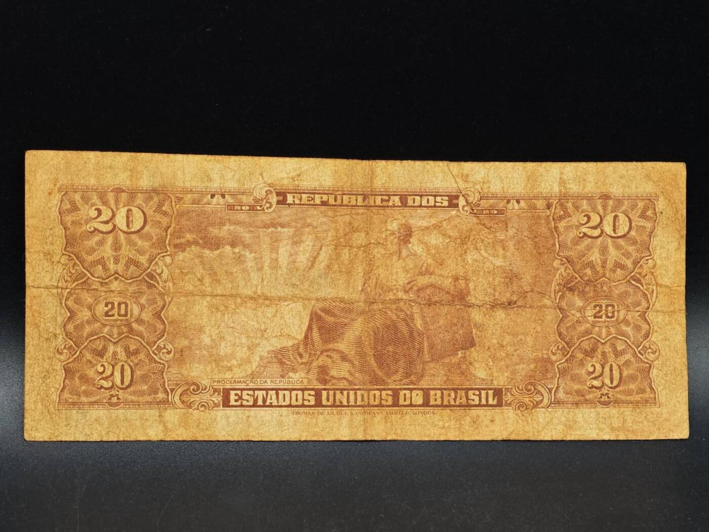 【淘币小摊】实时拍第八百六十四拍   无佣金纸币福利场   年前最后一周 之前的预留小年前全部发出 请更换最新收货地址  巴西20克鲁塞罗纸币【有折】