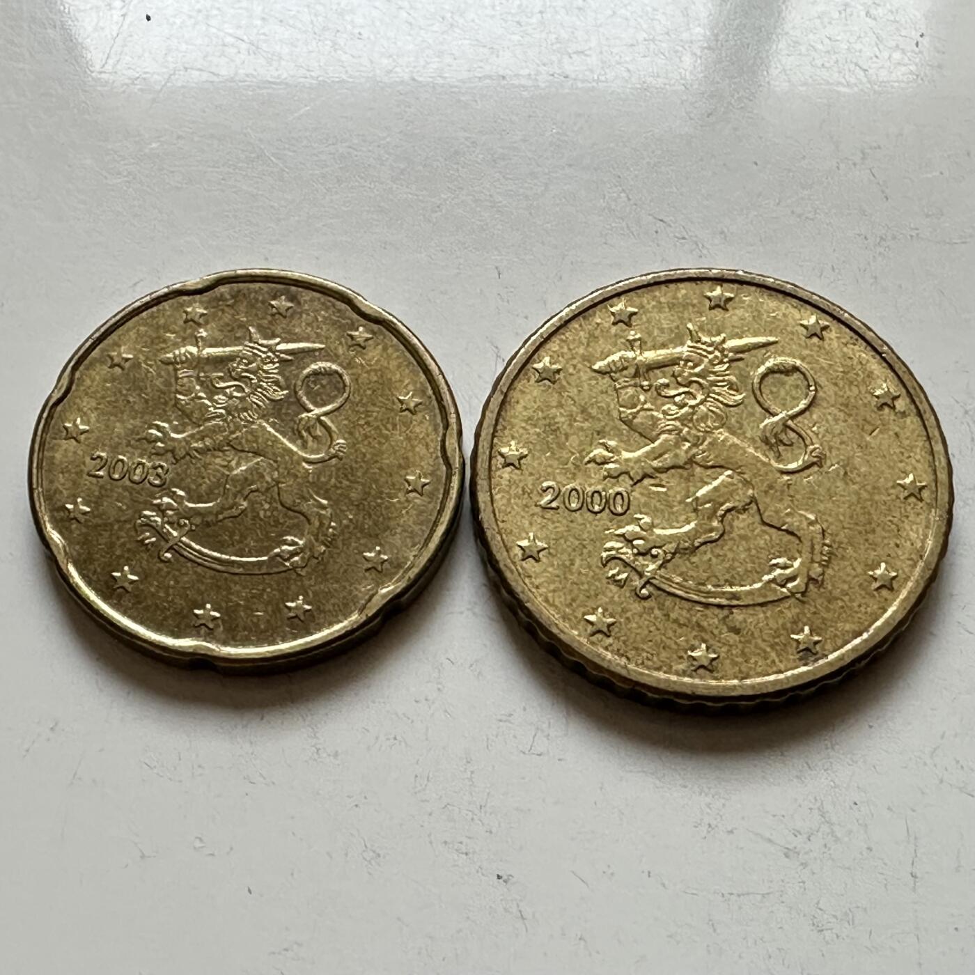 🌹外币初藏🌹🐯2026年第16场 快递将在12号停运 年前需发货的抓紧 ，年后正月十五恢复发货 芬兰20/50欧分一对 a