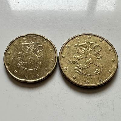 🌹外币初藏🌹🐯2026年第16场 快递将在12号停运 年前需发货的抓紧 ，年后正月十五恢复发货 - 芬兰20/50欧分一对 a