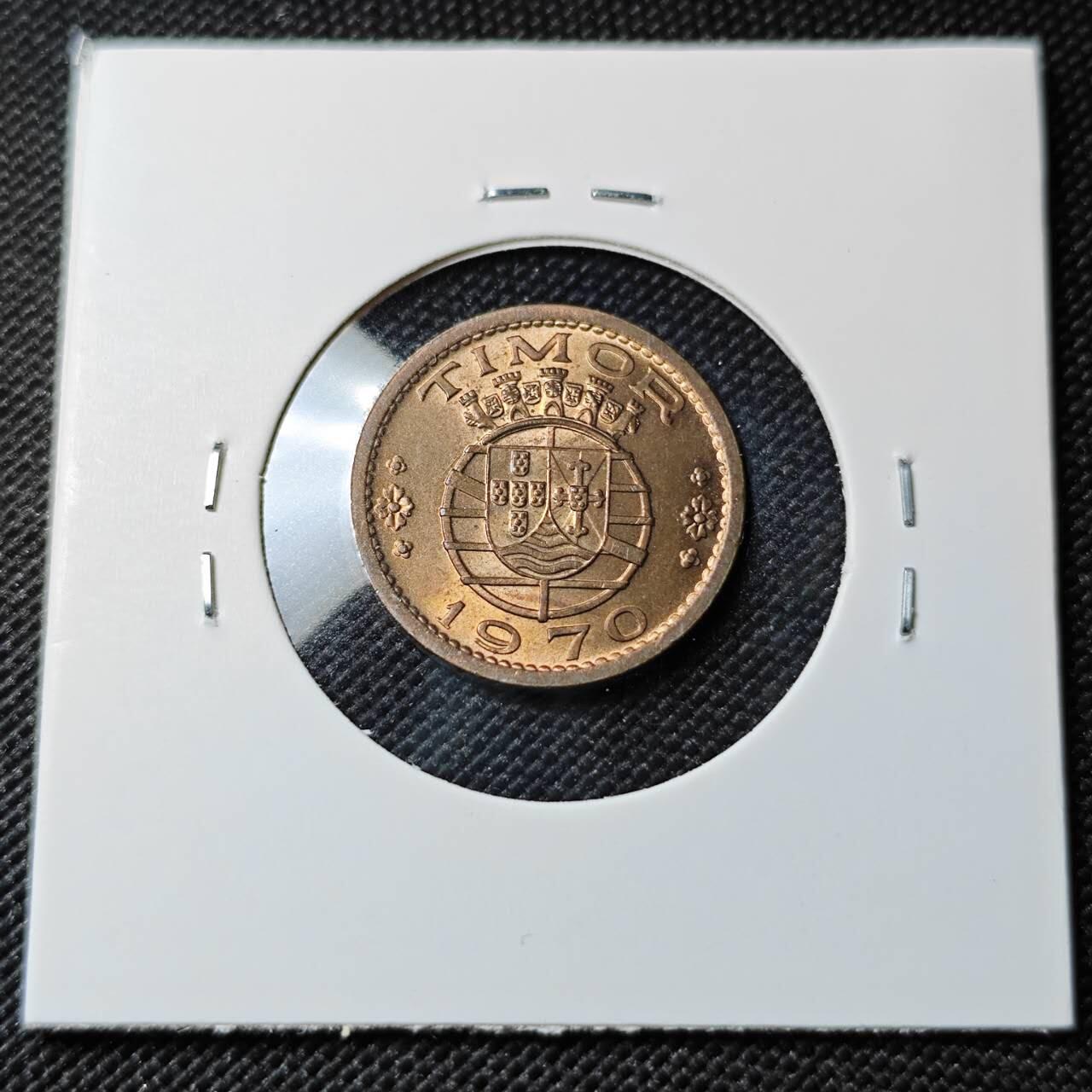 KK钱币收藏小铺  第393期  2月预留时间 周末发货  1970葡属东帝汶50分 好品铜币