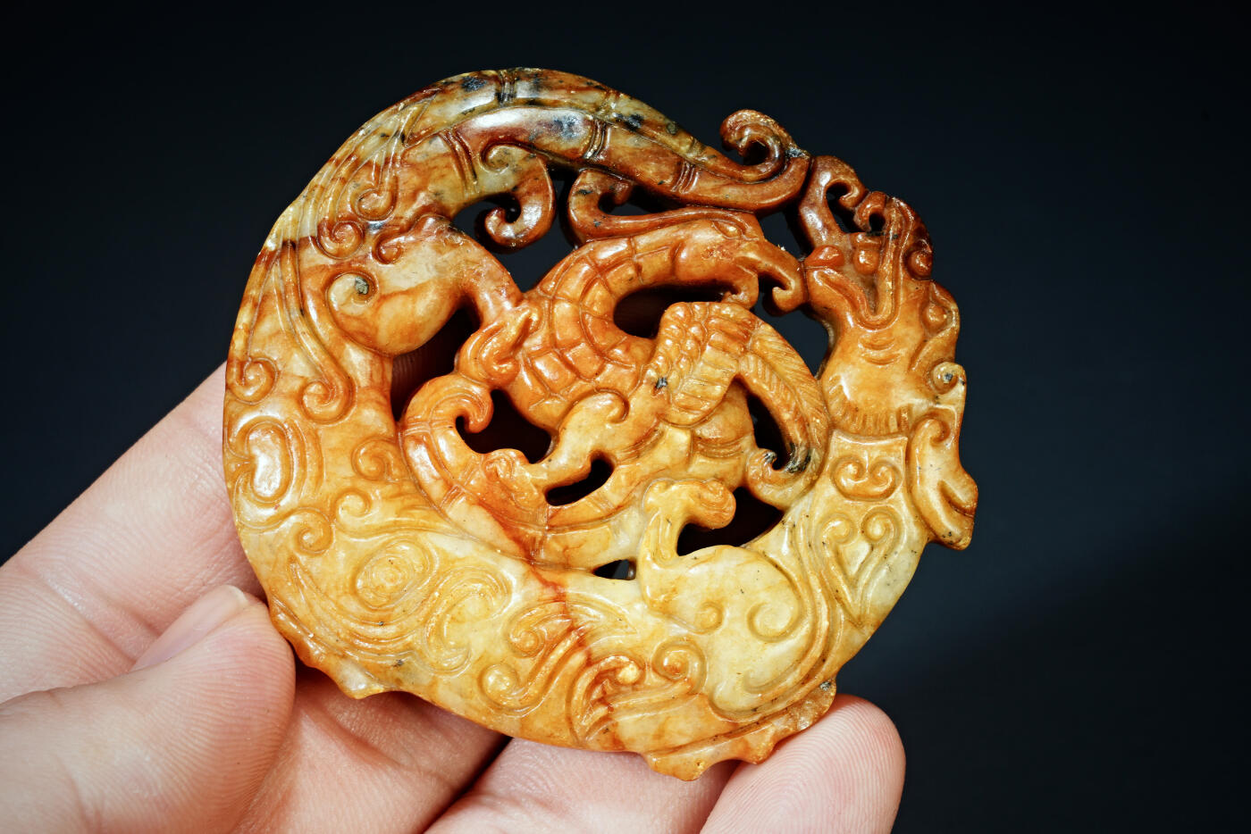 上海都达杂项专场二十一（全场包邮） 古玉龙凤玉佩90-65