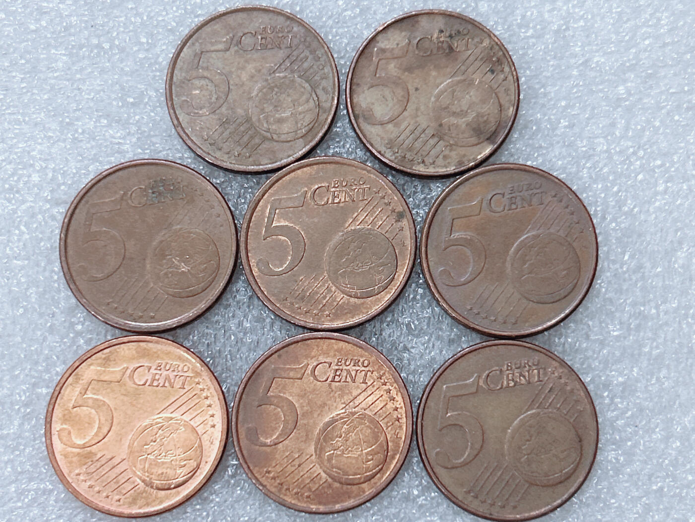 第一海外回流一元起拍收藏 散集专场  第300期 欧盟不同版本5欧分硬币 8枚