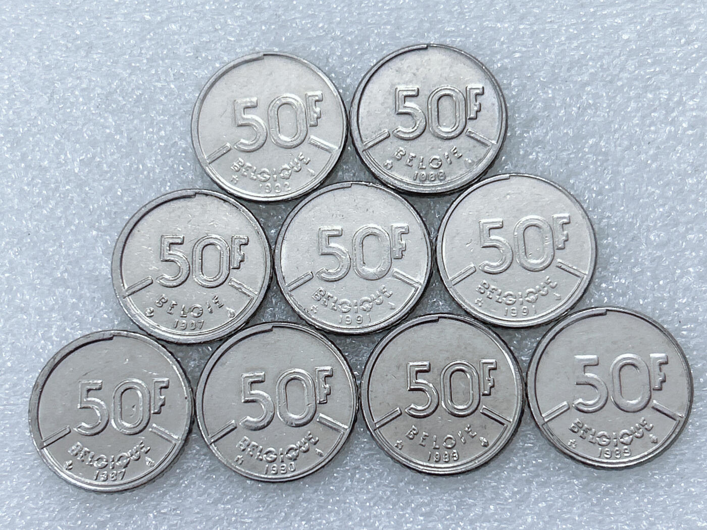 第一海外回流一元起拍收藏 散集专场  第300期 比利时50法郎硬币 9枚