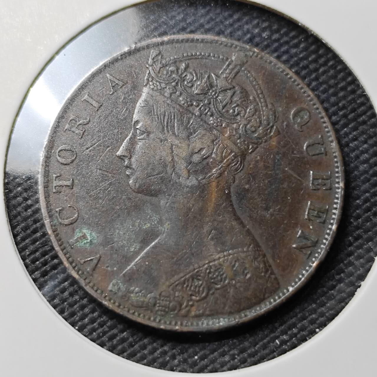 KK钱币收藏小铺  第393期  2月预留时间 周末发货  1977香港维多利亚女王一仙铜币 早年份