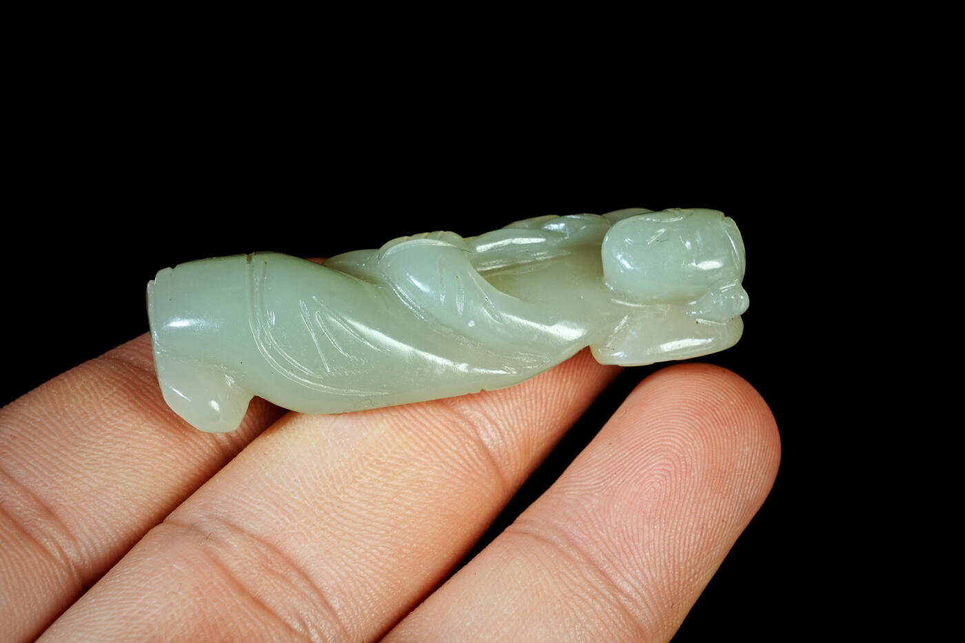 上海都达杂项专场二十一（全场包邮） 和田玉雕童子摆件90-81