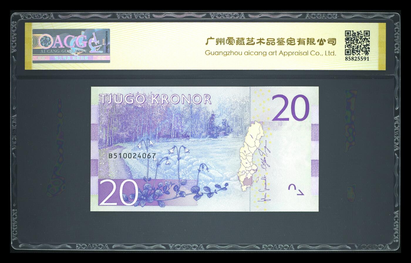 《艾美收藏》第231期-2.8周日外币精品(春节前收官)-世界最佳纸币特辑 2015年瑞典20克朗爱藏评级67E 儿童作家 阿斯特里德·林德格伦 Pick#69a