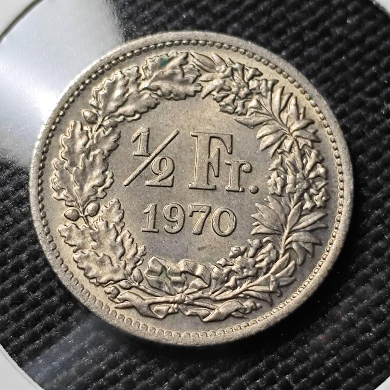 KK钱币收藏小铺  第393期  2月预留时间 周末发货  1970瑞士1/2法郎 好品