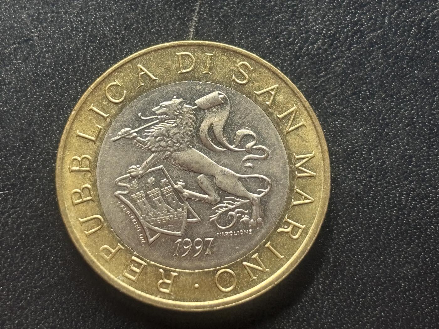 邮泉阁限时拍卖第四十一场（硬币在国外。请付邮费6元。） 圣马力诺1997年1000里拉