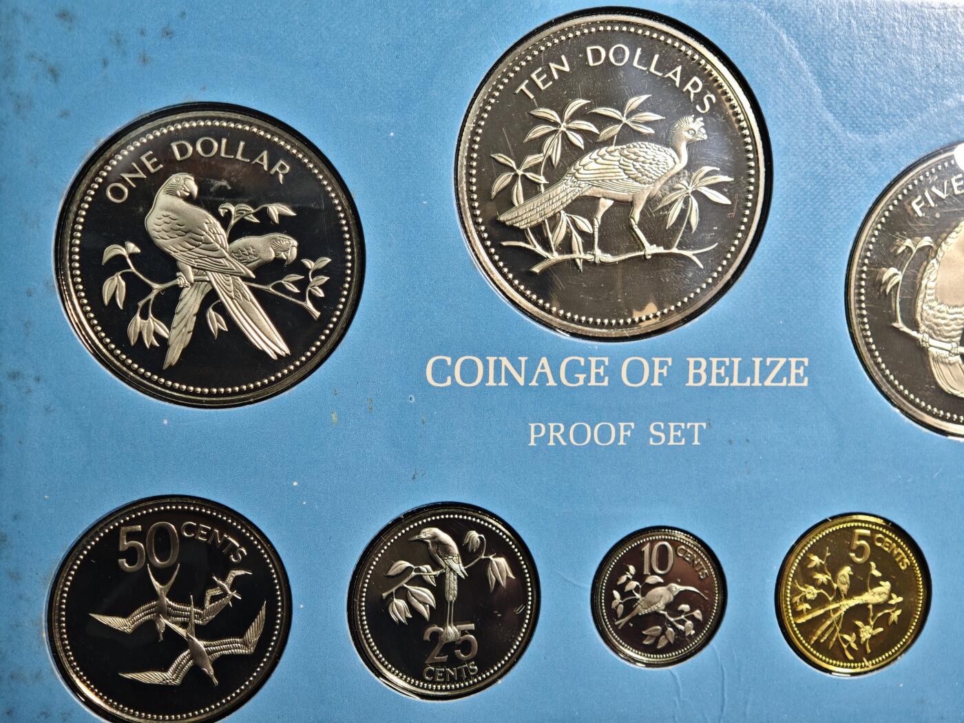 【德藏】世界币章拍卖第164期（拍品征集中~欢迎藏友联系） 1975年 伯利兹本土鸟类精制币套装 其中5元及10元为银币 925银 总重56.2g