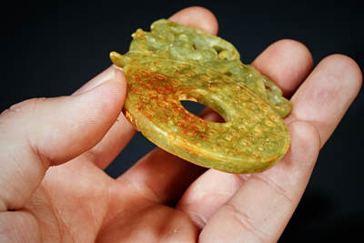 上海都达杂项专场四十七【全场包邮】  古玉龙凤玉璧90-67