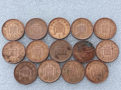 第一海外回流一元起拍收藏 散集专场  第299期 - 英国1便士硬币 14枚 老年女王版