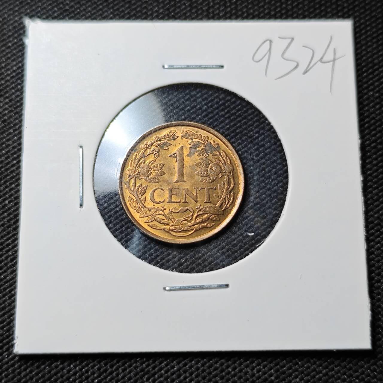 KK钱币收藏小铺  第393期  2月预留时间 周末发货  1963荷属安地列斯1分铜币