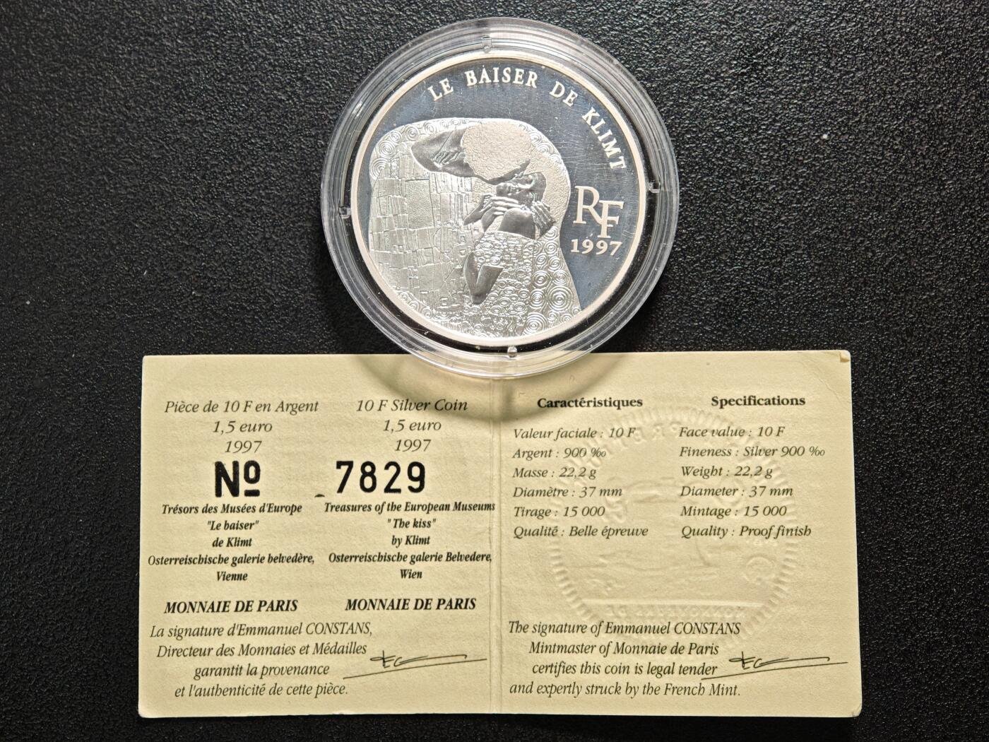 【德藏】世界币章拍卖第164期（拍品征集中~欢迎藏友联系） 1997年 法国克里姆特的