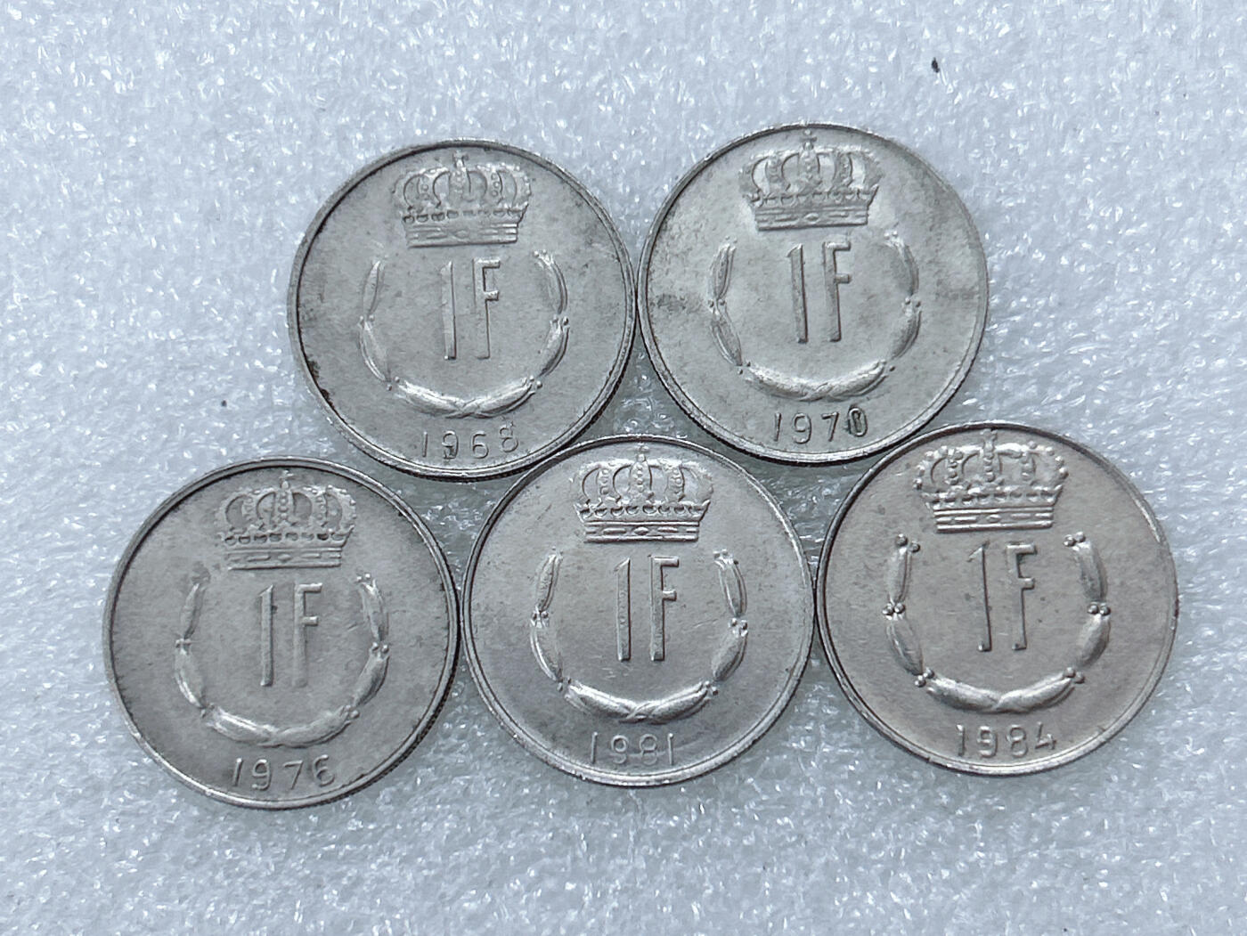 第一海外回流一元起拍收藏 散集专场  第300期 卢森堡1法郎硬币 5枚