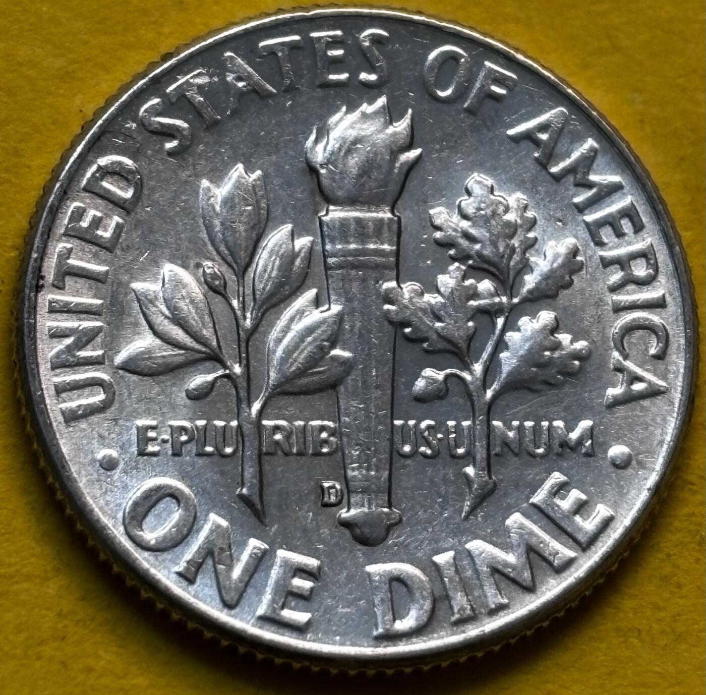 文馨钱币收藏第 293 场，春节前最后一期全部发出，将不予寄存，请悉知 原光好品 1964 年美国罗斯福 10 美分银币 D 版 2.5 克 900 银