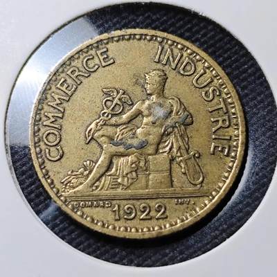 KK钱币收藏小铺  第393期  2月预留时间 周末发货 -  1922法国1法郎铜币