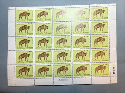 号角文化祝福各位藏友春节大吉马年入好藏 盛世勋华——号角文化勋章邮票专场拍卖第306期    - 赞比亚2013年斑鬣狗邮票（4.95 赞比亚克瓦查 货币改革版 少见） 整版