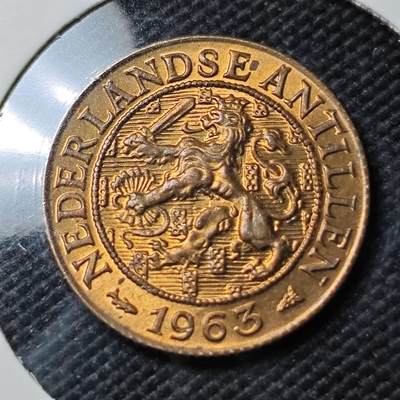 KK钱币收藏小铺  第393期  2月预留时间 周末发货 -  1963荷属安地列斯1分铜币