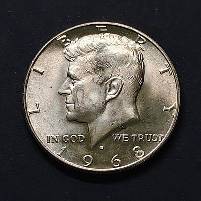 【全场包邮】纯粹捡漏拍500场-持续更新中 - 美国1968年肯尼迪半元银币【30.6毫米11.5克40%】-2
