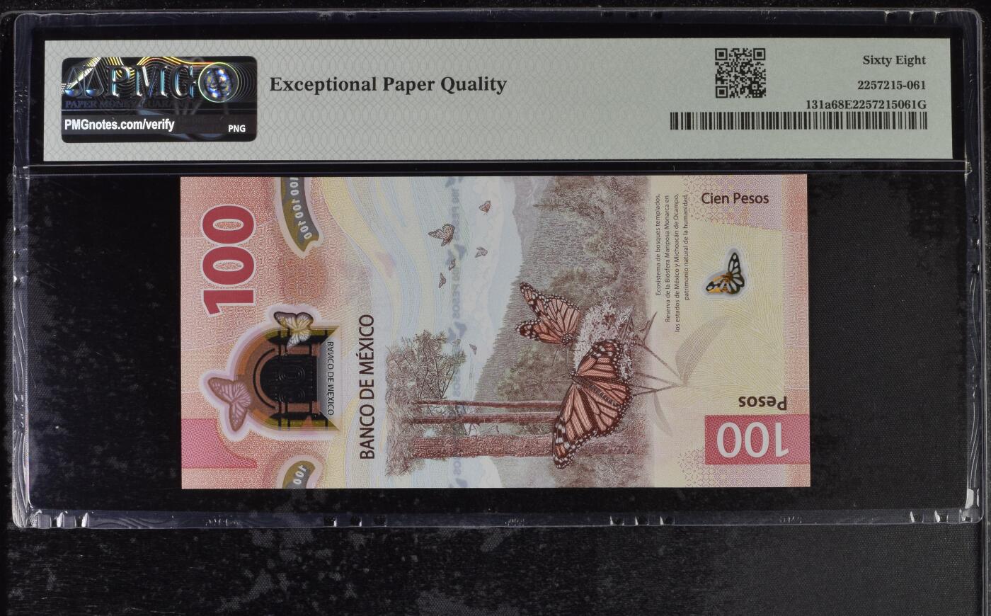 《艾美收藏》第231期-2.8周日外币精品(春节前收官)-世界最佳纸币特辑 墨西哥2020年首发年初版首发AA冠100比索PMG68E高分无347 胡安娜·伊内斯·德拉克鲁兹修女 墨西哥最伟大的作家之一，20年IBNS获奖钞 Pick#131a