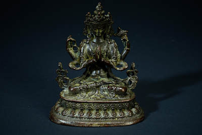 上海都达杂项专场四十七【全场包邮】  尼泊尔铜四臂观音造像90-71