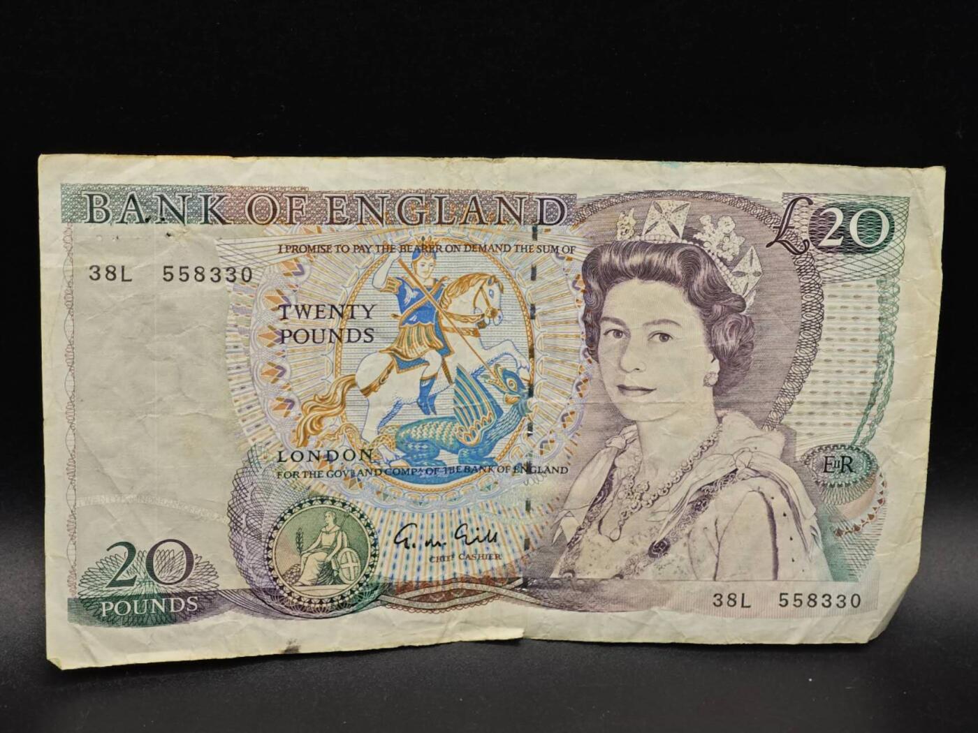 【淘币小摊】实时拍第八百六十四拍   无佣金纸币福利场   年前最后一周 之前的预留小年前全部发出 请更换最新收货地址  英国英格兰银行20镑纸币【有折】