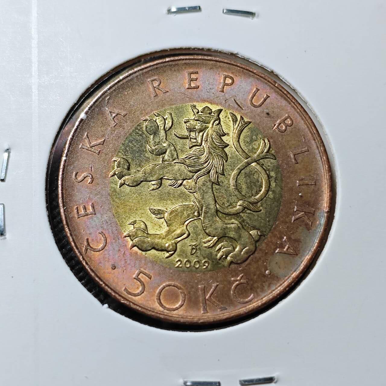 KK钱币收藏小铺  第393期  2月预留时间 周末发货  捷克50克朗双色币 好品