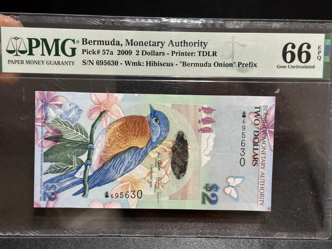 《外钞收藏家》第六百零八期（精选场）（本平台长期征集拍品、欢迎藏友们联系合作） 2009年百慕大5元 PMG66 获奖钞 无47靓号